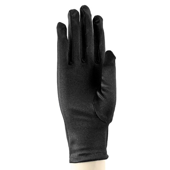 Black Satin Stretch Wrist Length Dress Gloves Retro Style - Hey Viv - Picture 1 of 3